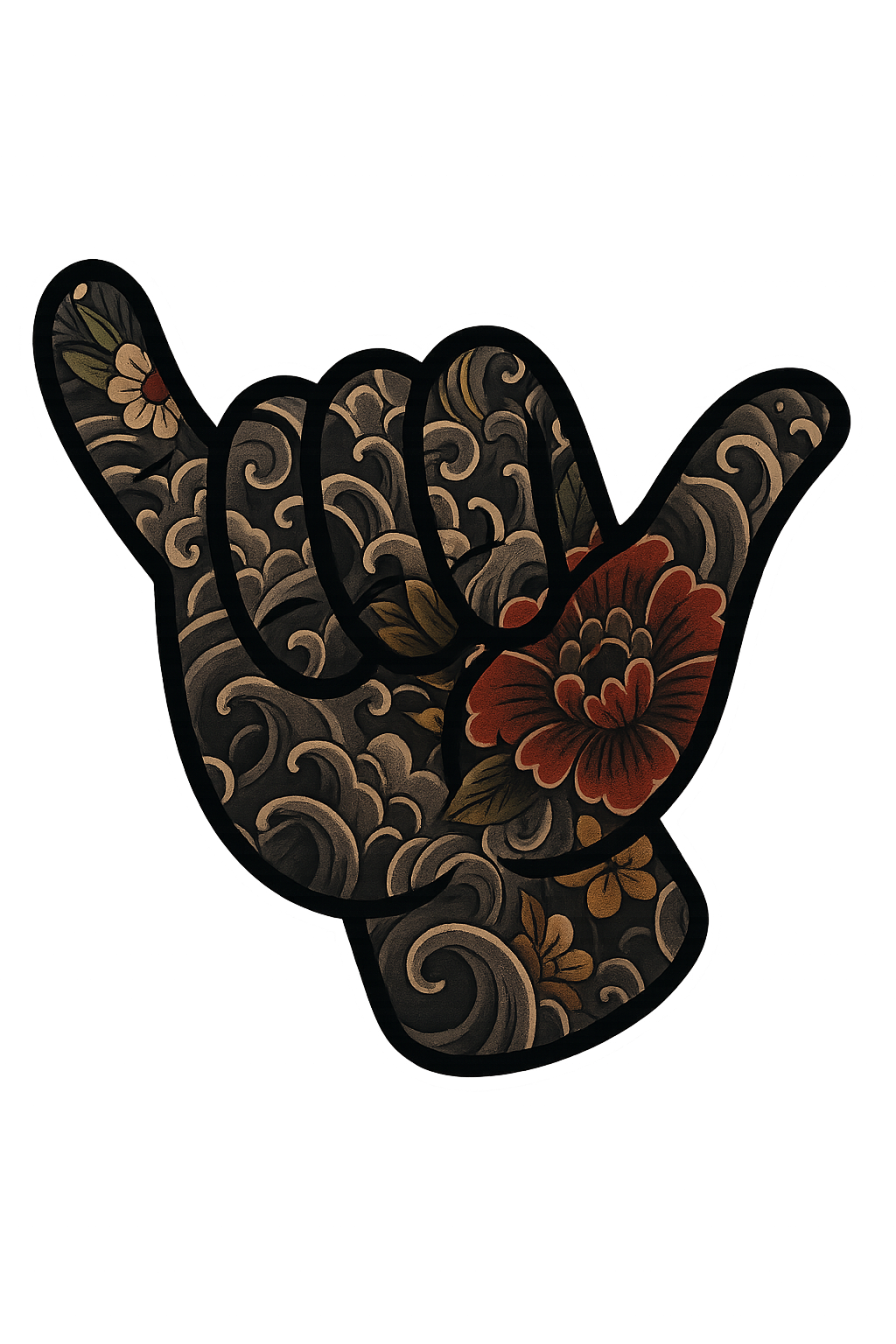 Shaka Series™ — Irezumi Waves & Flowers | Carmikaze™ Sticker