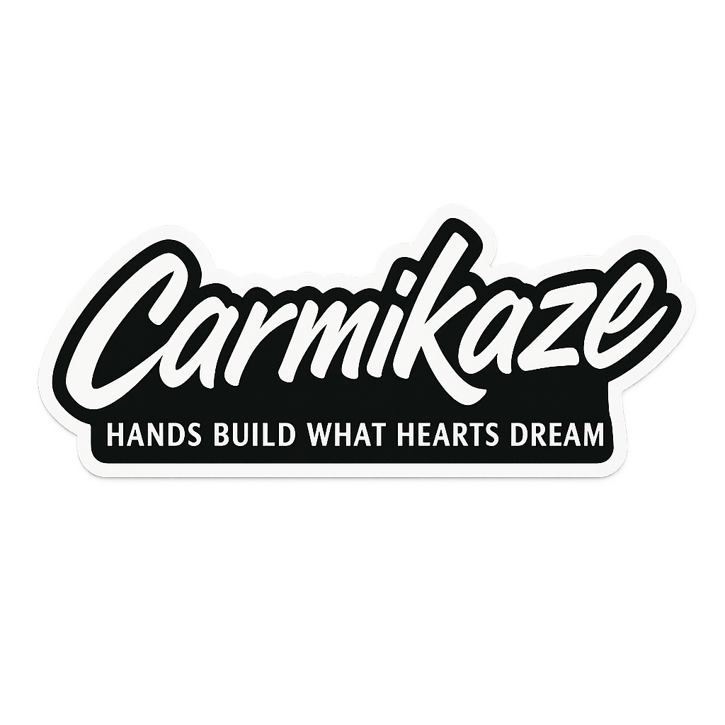 Hands Build What Hearts Dream™ – Carmikaze™ Signature Script Sticker