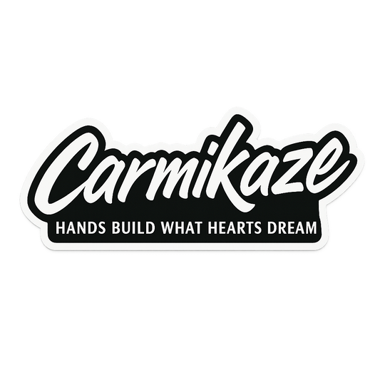 Hands Build What Hearts Dream™ – Carmikaze™ Signature Script Sticker